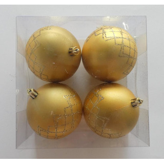 Emb c/ 4 Christmas Balls Gold Dec.c/ Glitter